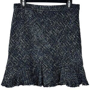 Theory NEW Autumn Tweed Mini Skirt Blue Black White Career Office Classic Sz 6